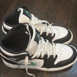 Nike Jordans Kids Sneakers Black White Teal